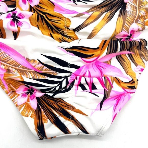 Salt + Cove Women's Tropic Time Printed Cinch-Back Bikini Bottoms Size Medium - Picture 8 of 16